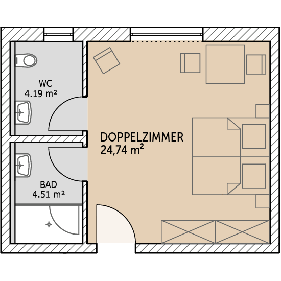 Doppelzimmer in der Senioren Wohngemeinschaft Chamerau